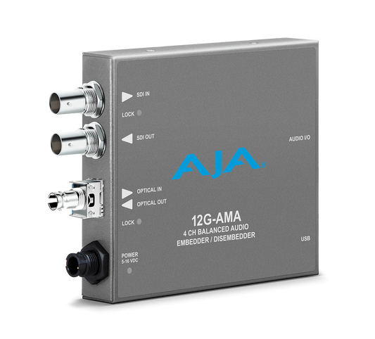 AJA 12G-SDI 4-Channel Balanced Audio Embedder with ST Receiver