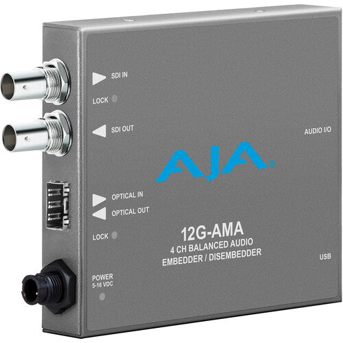 AJA 12G-AMA 12G-SDI 4-Channel Balanced Audio Embedder with Fiber Options
