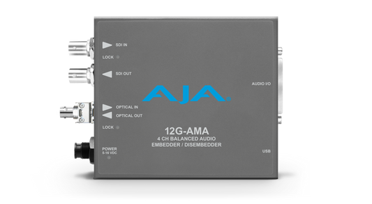 AJA 12G-SDI 8-Channel AES Audio Embedder with ST Receiver