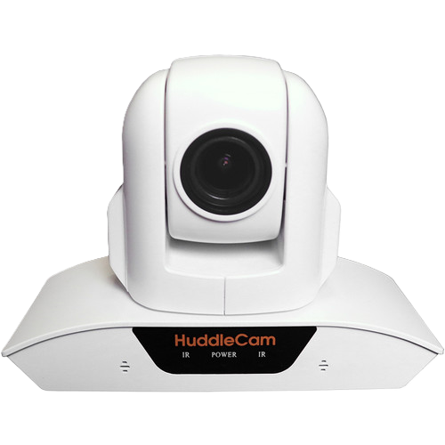 White HuddleCam camera on a white background