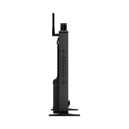 Black electronic device with antennas on a white background