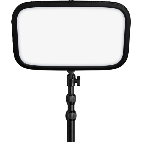 Rectangular light panel on a stand with a white background