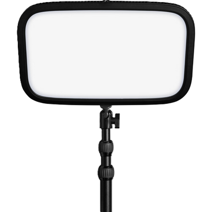 Rectangular light panel on a stand with a white background