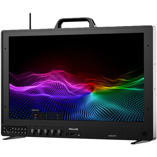 Quantum 27 Black monitor with colorful display on a white background