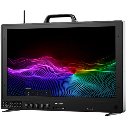 Quantum 27 Black monitor with colorful display on a white background