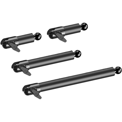 Four black metal tools on a white background