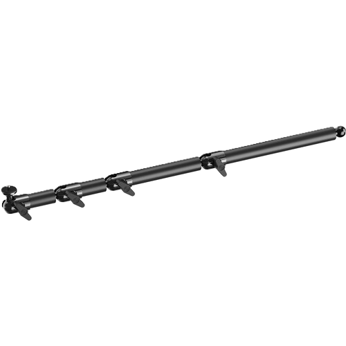 Black metal rod with adjustable sections on a white background