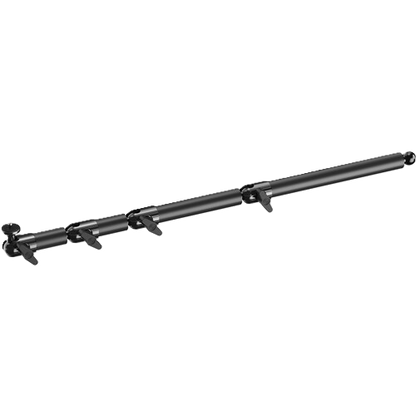 Black metal rod with adjustable sections on a white background