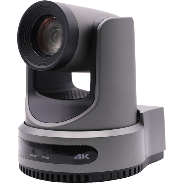 PTZOptics Move 4K Gray video conference camera with 4K label on a white background