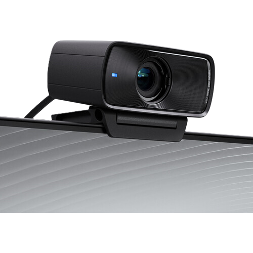 Black webcam on a white background