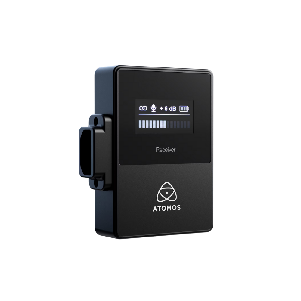 Black Atomos receiver on a white background