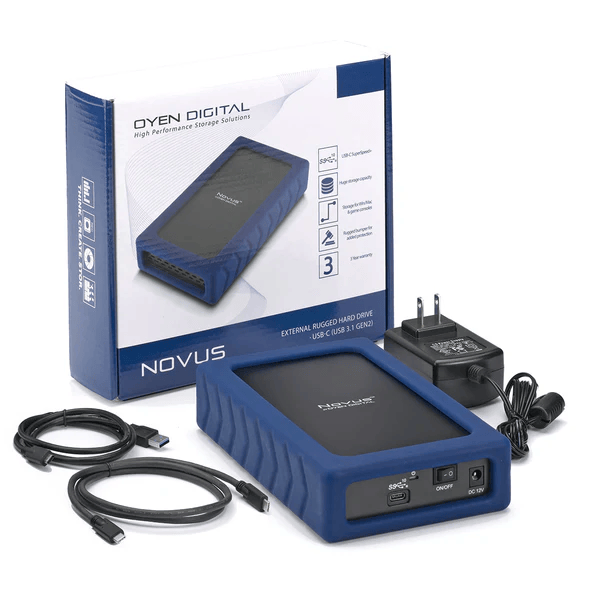 Oyen Digital Novus External USB-C Rugged Desktop Hard Drive What's In The Box Contents