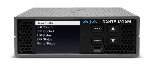AJA DANTE-12GAM AoIP Dual Channel Converter with Dante, AES67 & ST2110 with LC Fiber SFP