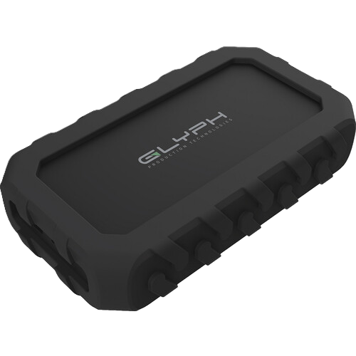 Black rugged device with 'GLYPH' branding on a white background