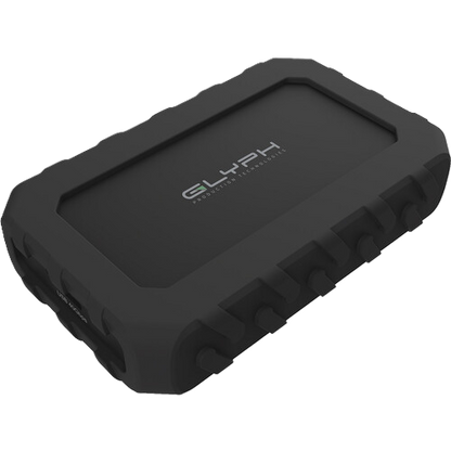 Black rugged external hard drive with 'Glyph' branding on a white background