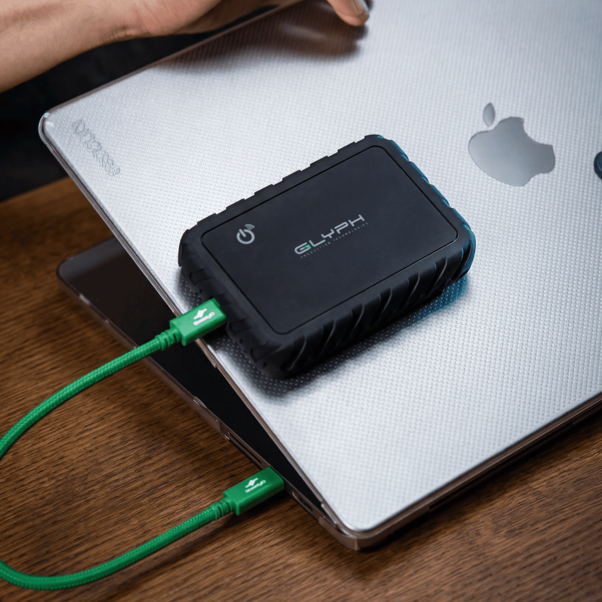 Atom EX80 High-Intensity USB4 80Gbps Portable SSD w/ Location Track with Laptop