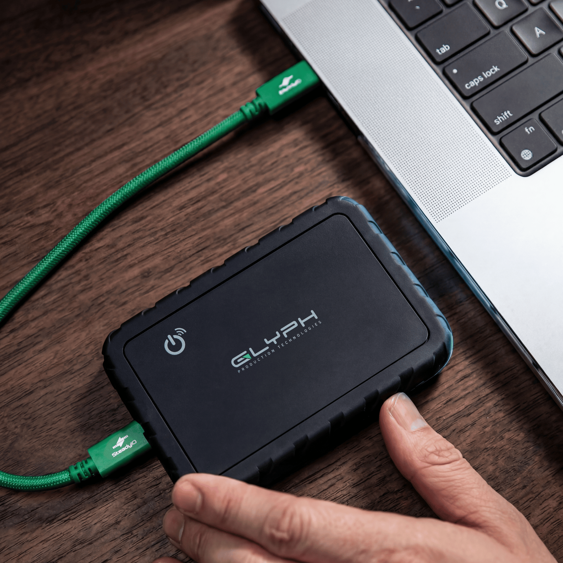 Atom EX80 High-Intensity USB4 80Gbps Portable SSD w/ Location Track in Use