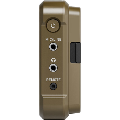 Atomos Ninja 5-inch, 1000nit HDR Monitor-Recorder for DSLR and Mirrorless Cameras with ports labeled 'MIC/LINE', 'REMOTE', and power symbol on a white background