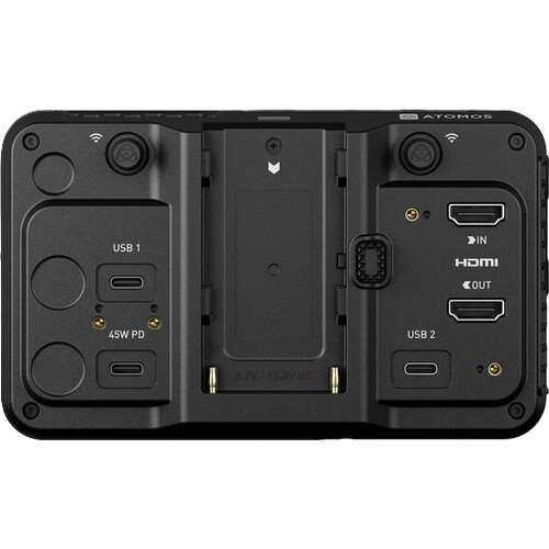 Back view of a NINJA TX GO black electronic device with connectivity ports on a white background