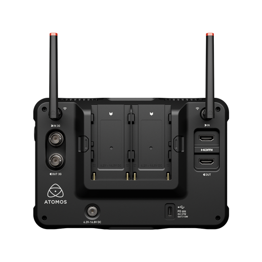 Atomos Shinobi 7 RX HDMI/SDI HDR On-Camera Monitor/Wireless Receiver Ports Inputs Rear Back View