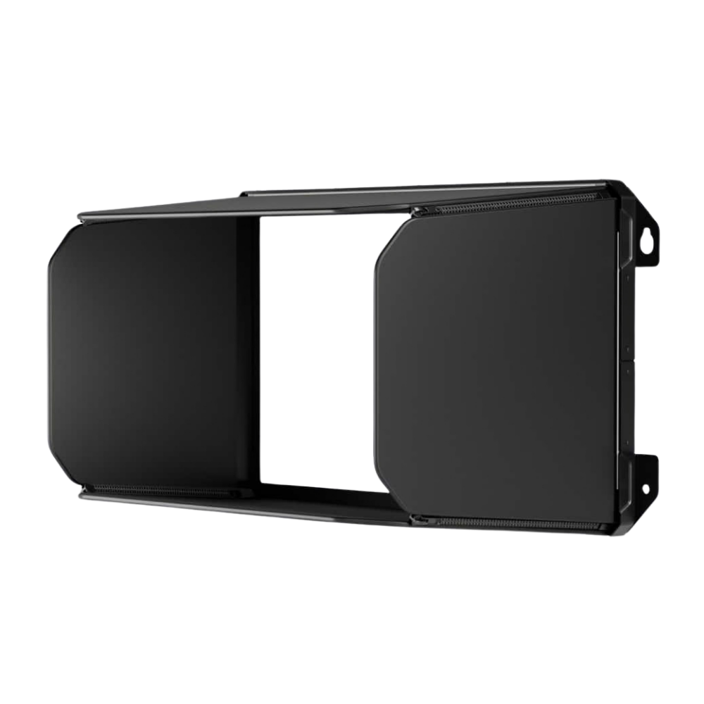 Black metal bracket on a white background