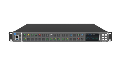 Kiloview AVX24-4 Media HUB
 Network equipment with multiple ports and display on a white background
