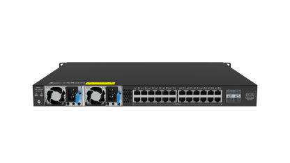 Network switch with multiple ports on a white background