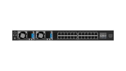 Network switch with multiple ports on a white background
