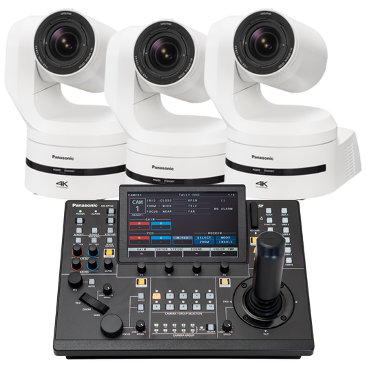 Panasonic 3x AW-UE160 PTZ Cameras (White) w/ FREE AW-RP150 Controller