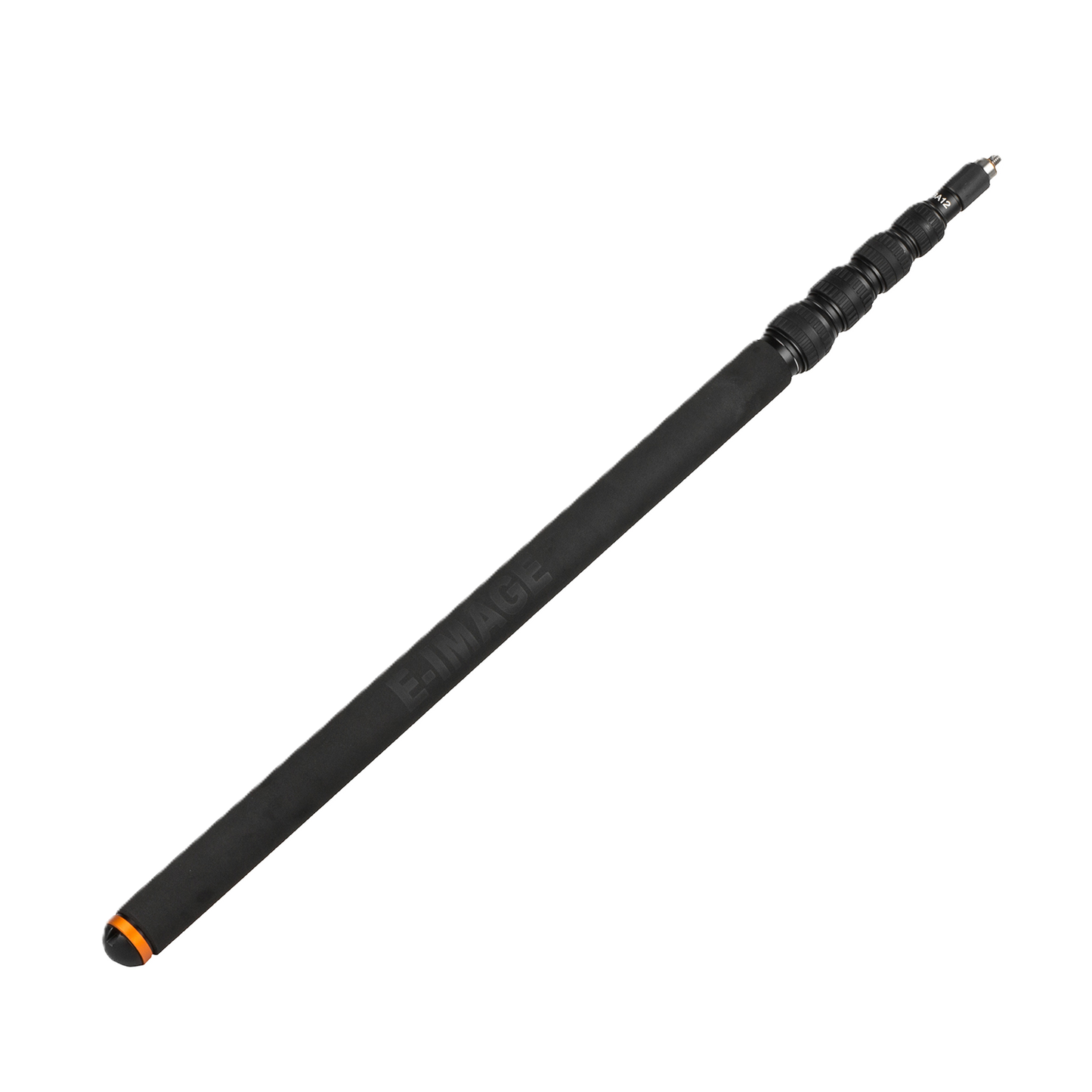 Black telescopic pole with orange accent on a white background