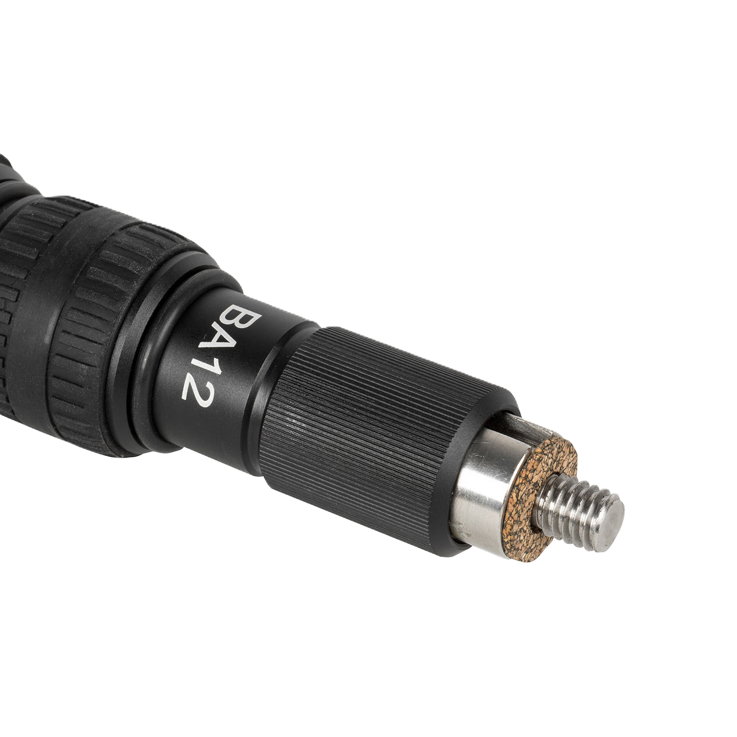 Close-up of a black tool with 'BA12' marking on a white background