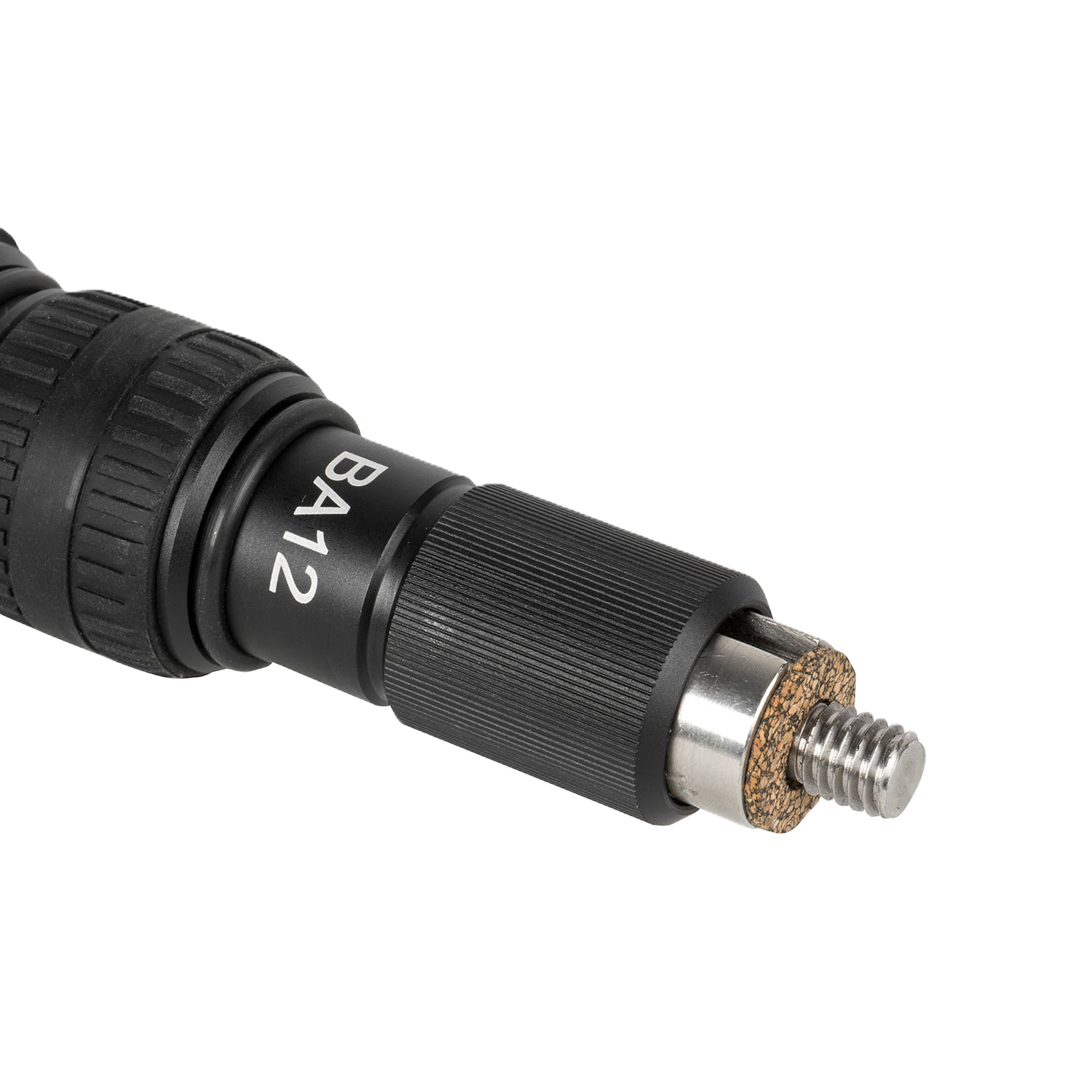 Close-up of a black tool with 'BA12' marking on a white background