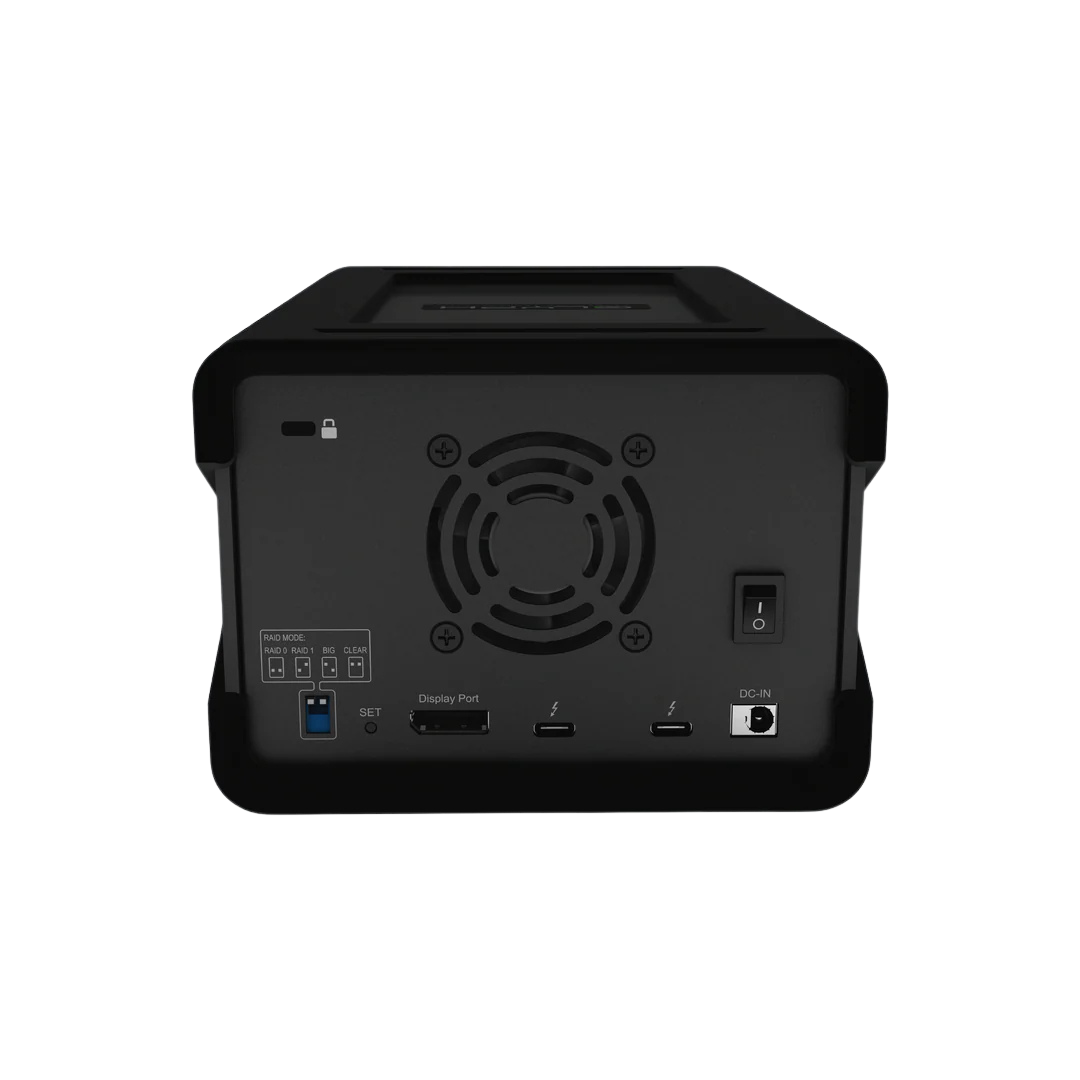 Black power station with multiple ports on a white background