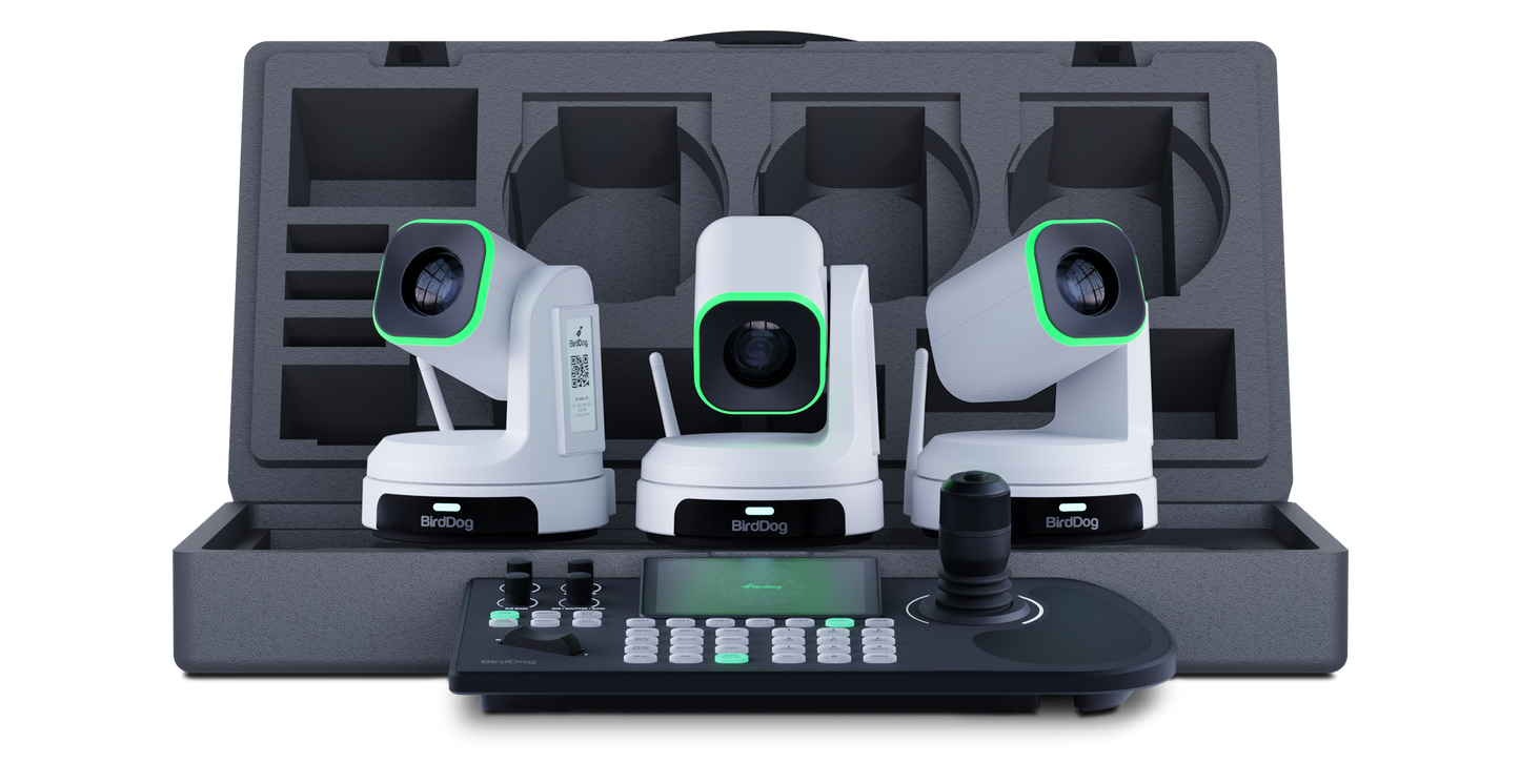 BirdDog 3x X1 PTZ Camera and KBD Keyboard Bundle (White)