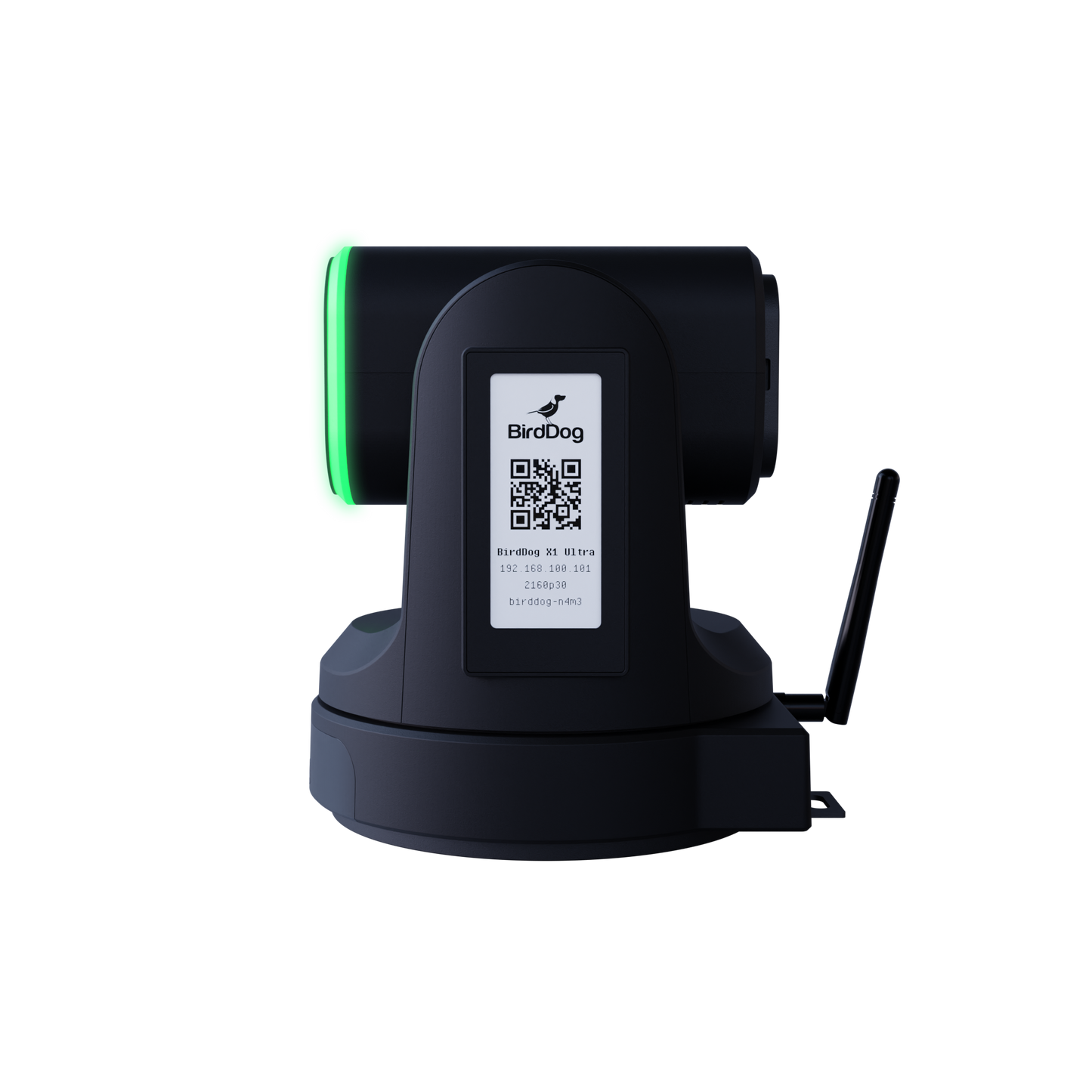 BirdDog X1 Ultra 12x 4K PTZ Camera (Black) Back With QR Code