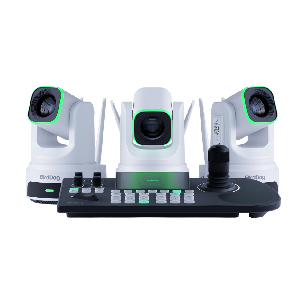 BirdDog 3x X4 Ultra PTZ Cameras and KBD Keyboard Combo White