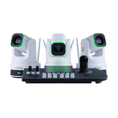 BirdDog 3x X4 Ultra PTZ Cameras and KBD Keyboard Combo White