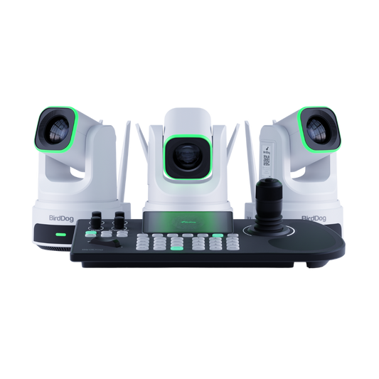 BirdDog 3x X4 Ultra PTZ Cameras and KBD Keyboard Combo White