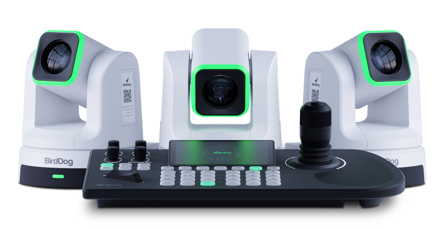 BirdDog 3x X5 Ultra PTZ Cameras and KBD Keyboard Combo (White)