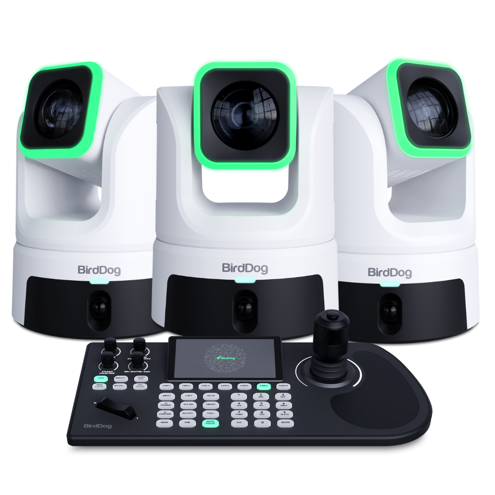 BirdDog 3x XL Ultra PTZ Cameras and KBD Controller Combo (White)