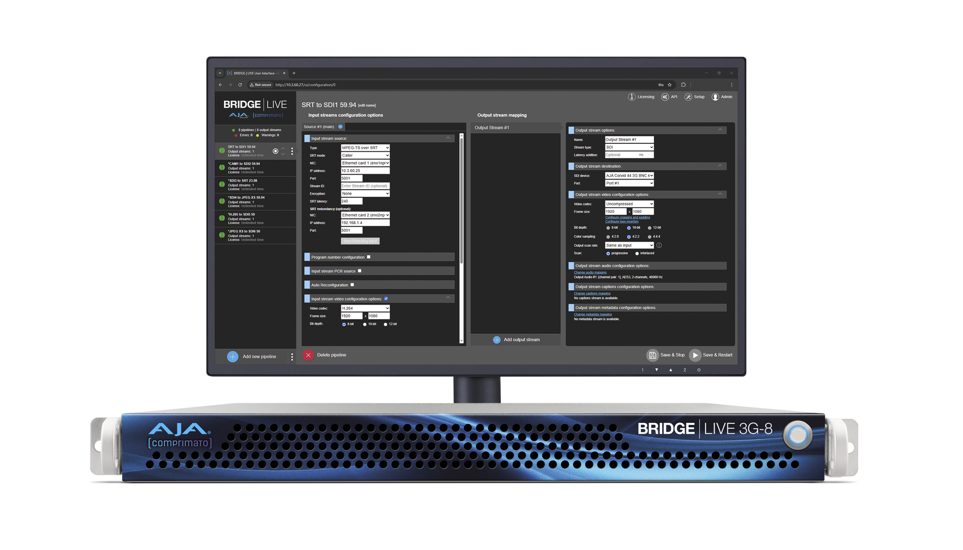 AJA 1RU Turnkey System 8 Bidirectional 3G-SDI Workflow
