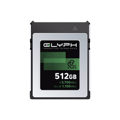 256GB Glyph CFexpress card on a light gray background