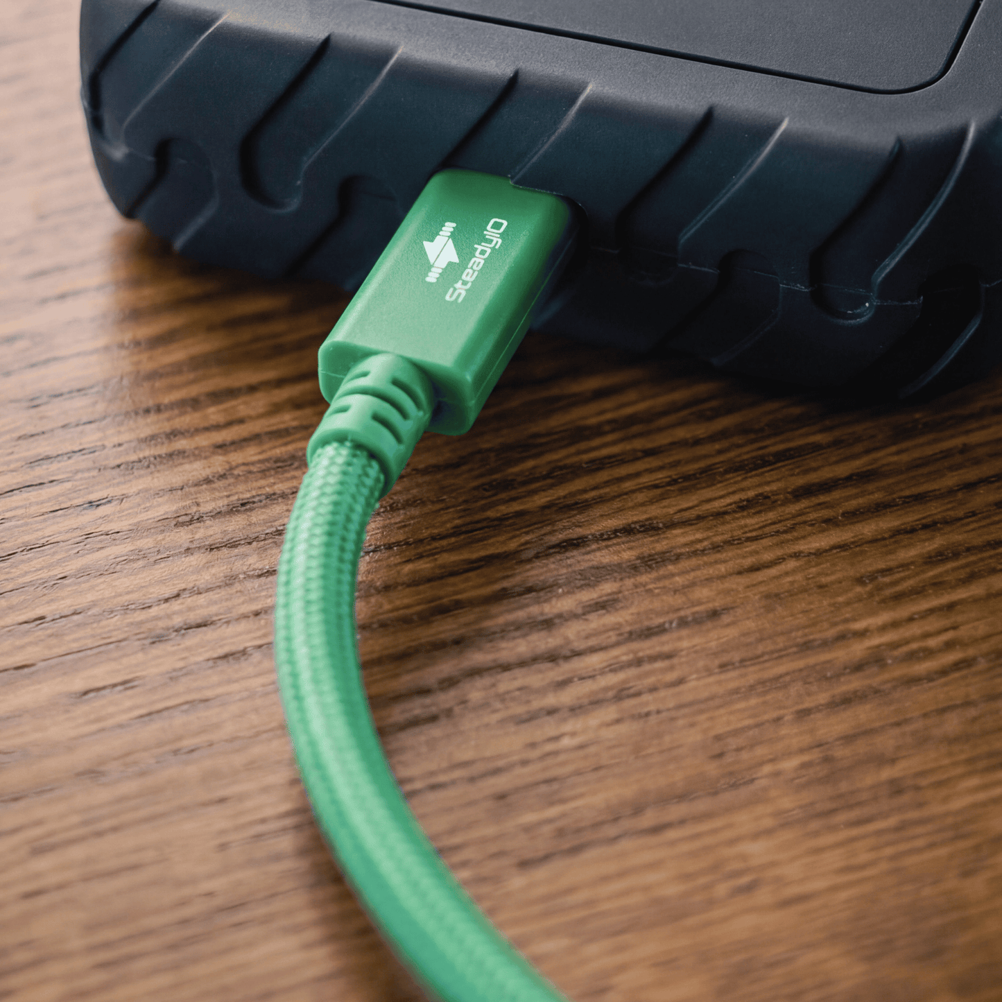 Connect+ High-Performance USB4 80Gbps/240W Type-C Cable Attached to SSD Drive