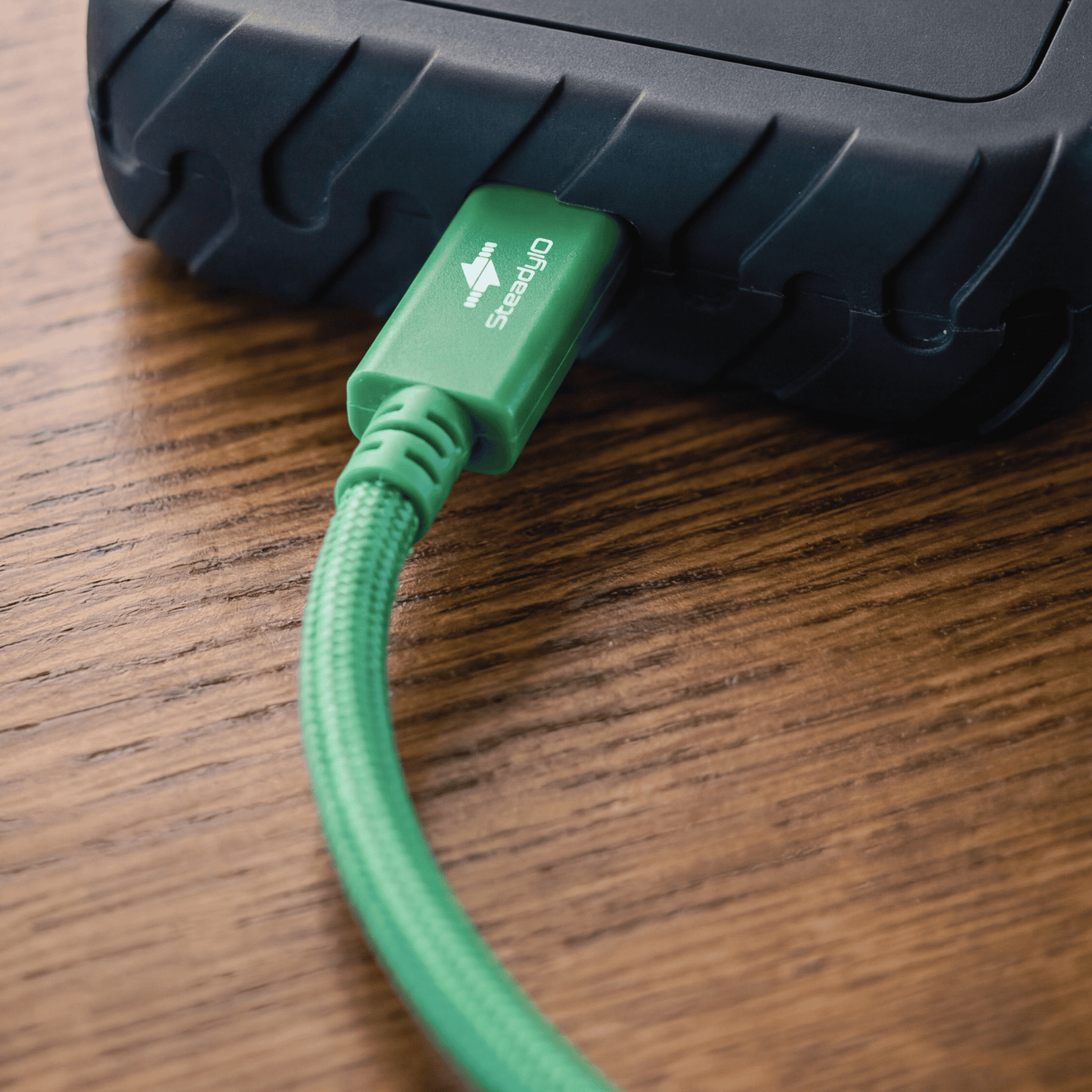 Connect+ High-Performance USB4 80Gbps/240W Type-C Cable Attached to SSD Drive