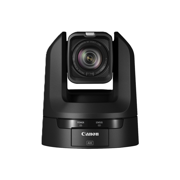 Canon CR-N100 4K PTZ camera with a black housing and adjustable dome, featuring a Canon lens