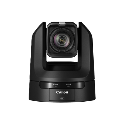 Canon CR-N100 4K PTZ camera with a black housing and adjustable dome, featuring a Canon lens