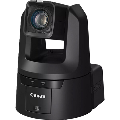 Black Canon video conference camera on a white background