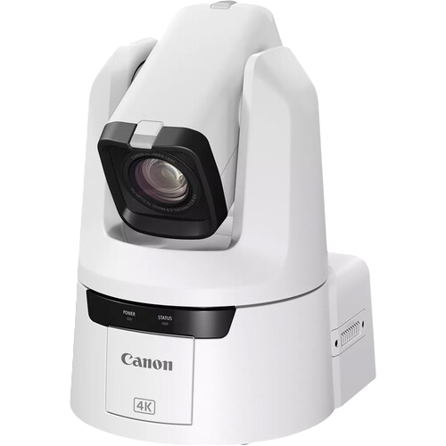 White Canon camera on a white background