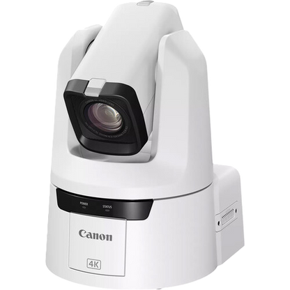 White Canon camera on a white background