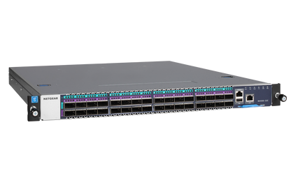 Network switch with multiple ports on a white background